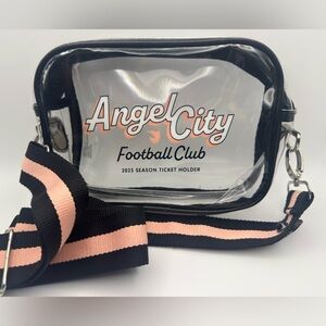 Clear Angel City Football Club Bag with Black and Pink Strap NEW
